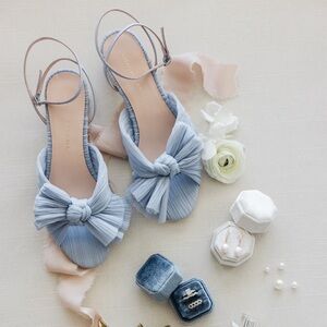 Dahlia Blue Pleated Bow Heel